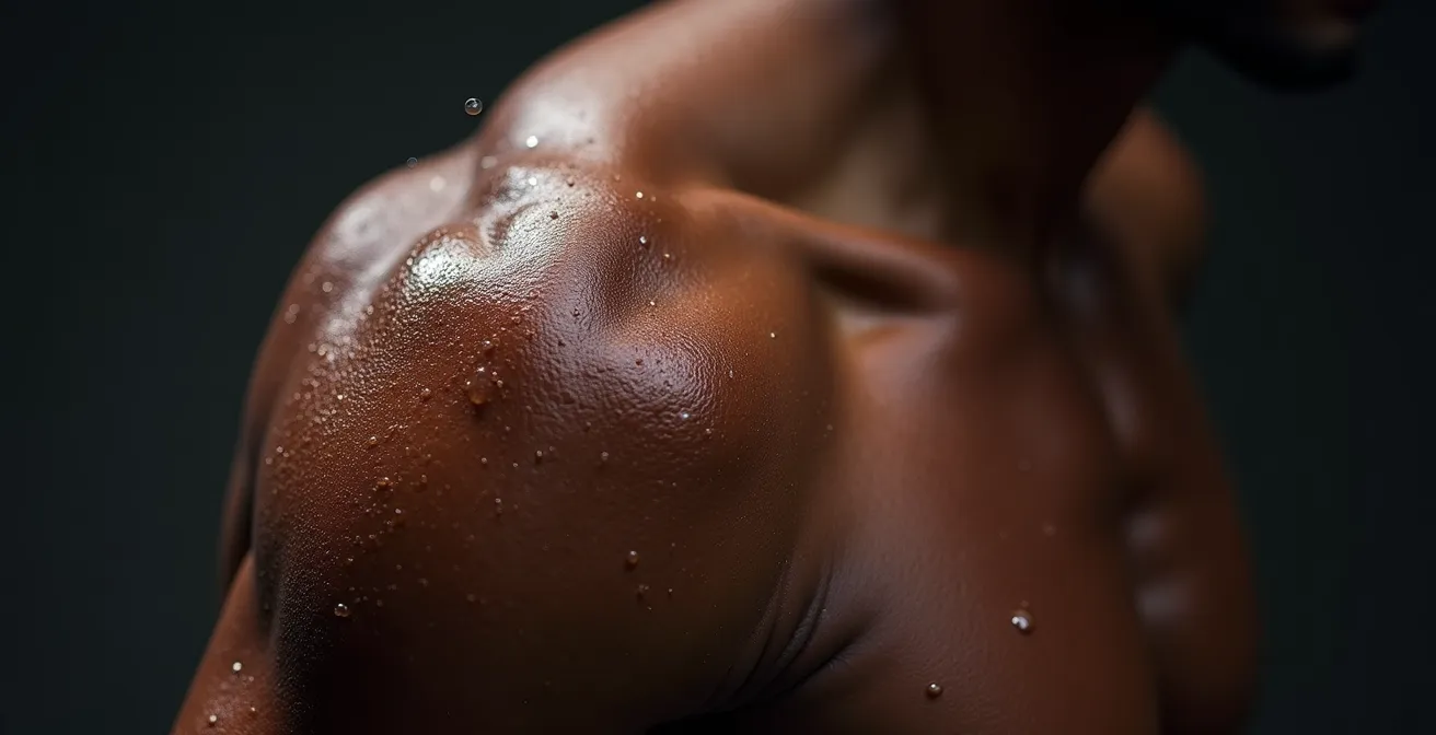 Gros plan sur les muscles en tension pendant l'effort intense